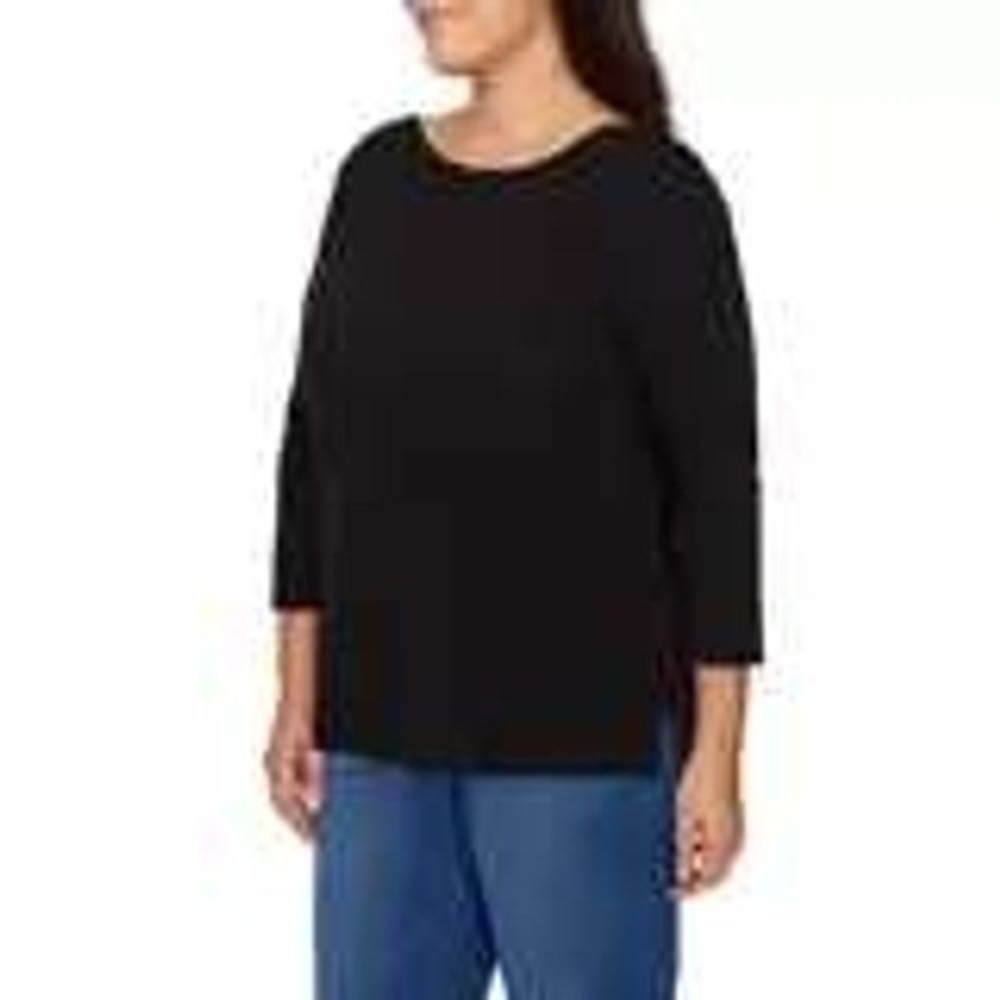 NEW Kirkland Signature Women's Size XXL Black 3/4 Sleeve Boatneck Slub Tee - Picture 2 of 10